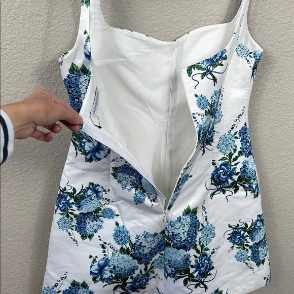 New Emilia Wickstead Thoni Floral Mini Dress White Blue Sz 8 - Picture 8 of 16